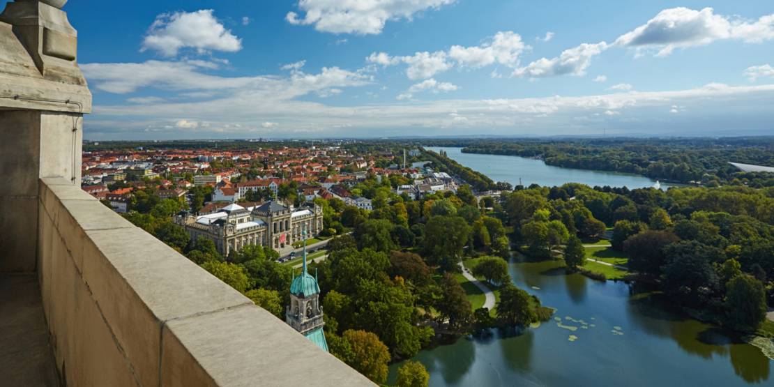 Blick vom Rathausturm auf Maschteich und Maschsee
